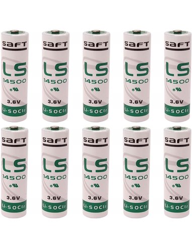 Saft LS14500, LS-14500 Li-SOCI2 2600Mah Button Top Bare Lithium Cell