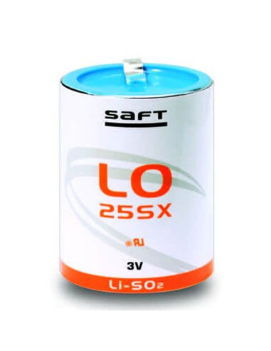 Saft LO25SX Battery, 2.8V 8.0Ah Size Fat D Spiral Cell Li-SO2