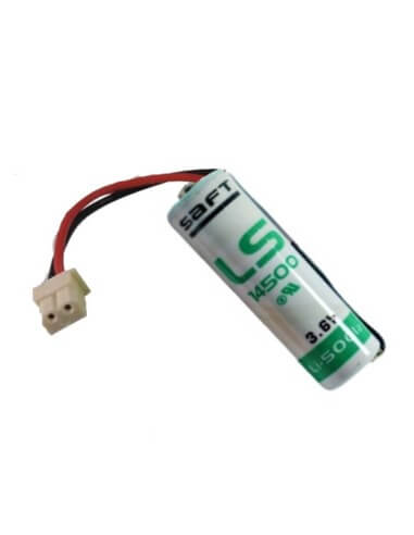 Saft ls14500-W-CA05 li-soci2, 3.6V, 2600mah with white plug