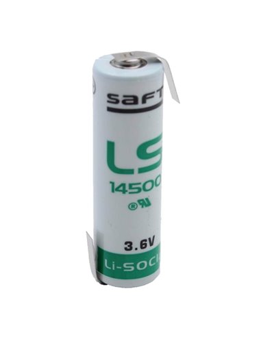 Saft LS14500-STS, LS-14500 Li-SOCI2 2600Mah Battery With Reverse/Z Solder Tabs