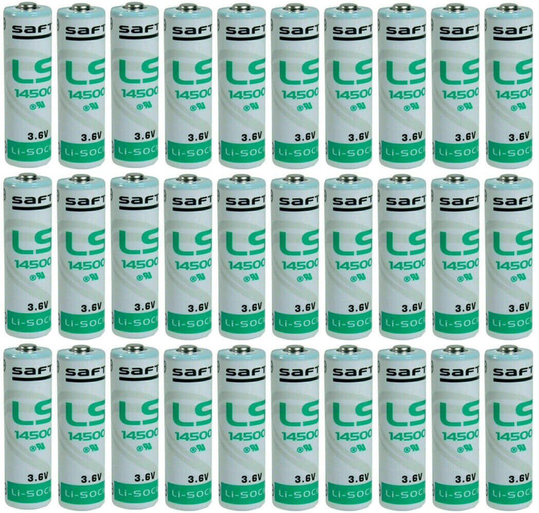 Thirty pieces of Saft LS14500 Li-SOCI2 2600Mah Button Top Bare Cell