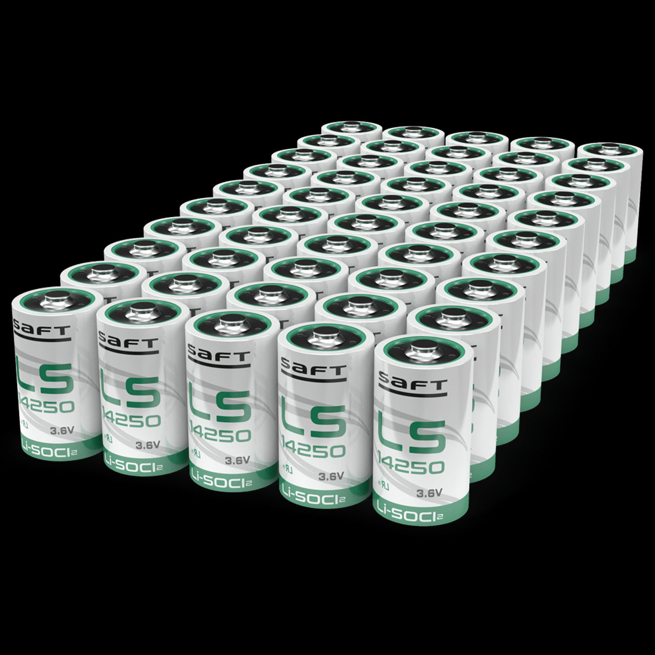 Complete tray of fifty Saft ls14250, 1/2 AA 1200mah 3.6V lithium battery