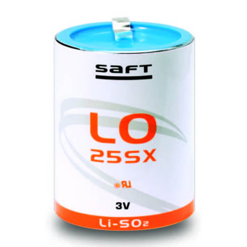 Saft LO25SX Battery, 2.8V 8.0Ah Size Fat D Spiral Cell Li-SO2