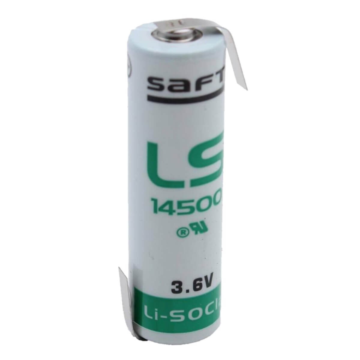 Saft LS14500-STS, LS-14500 Li-SOCI2 2600Mah Battery With Reverse/Z Solder Tabs