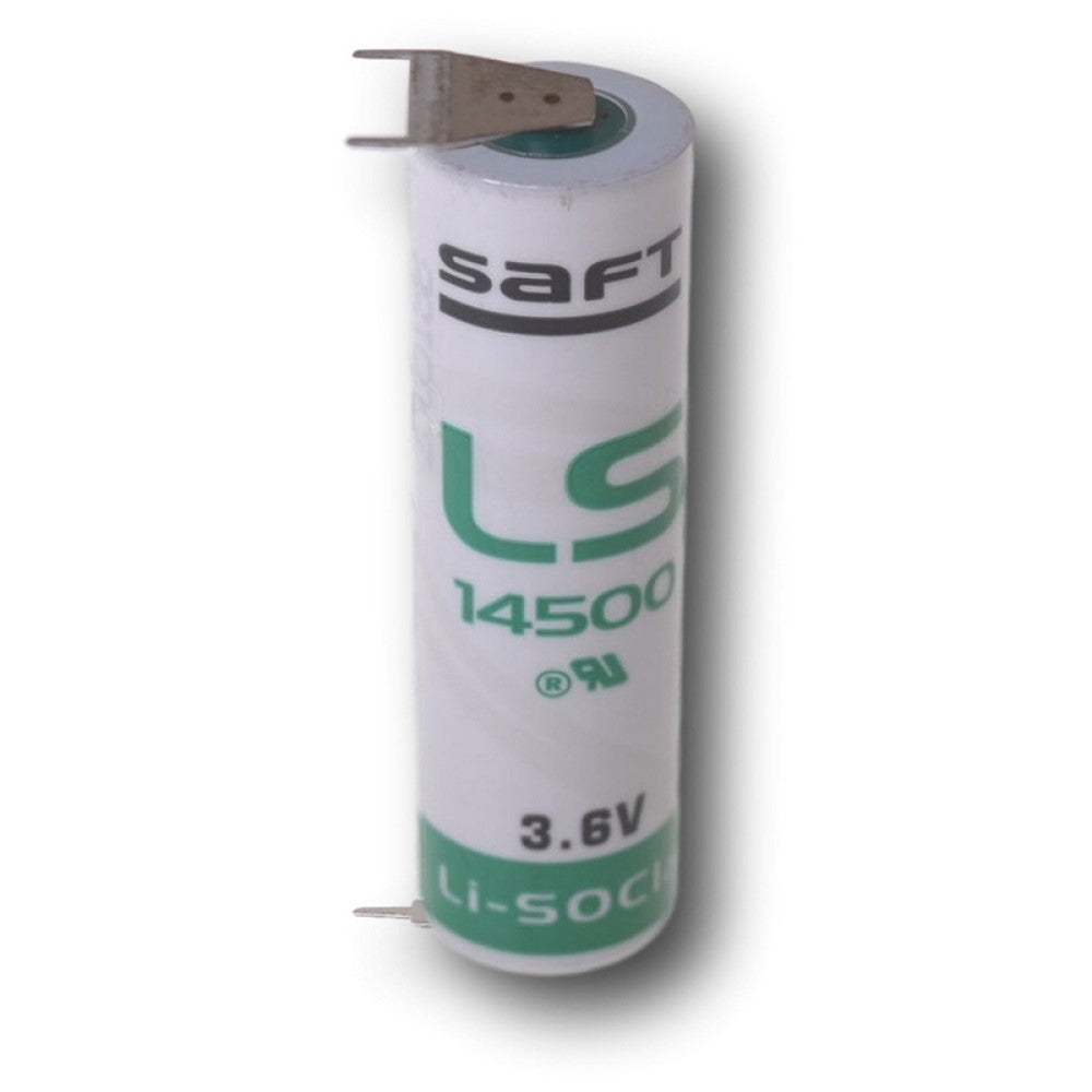 Saft LS14500, LS-14500 Li-SOCI2 2600Mah With PC Pins, 2 Pin on Positive Terminal & 1 Pin on Negative Terminal