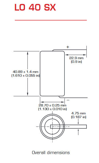 Saft LO40SX Dimensions