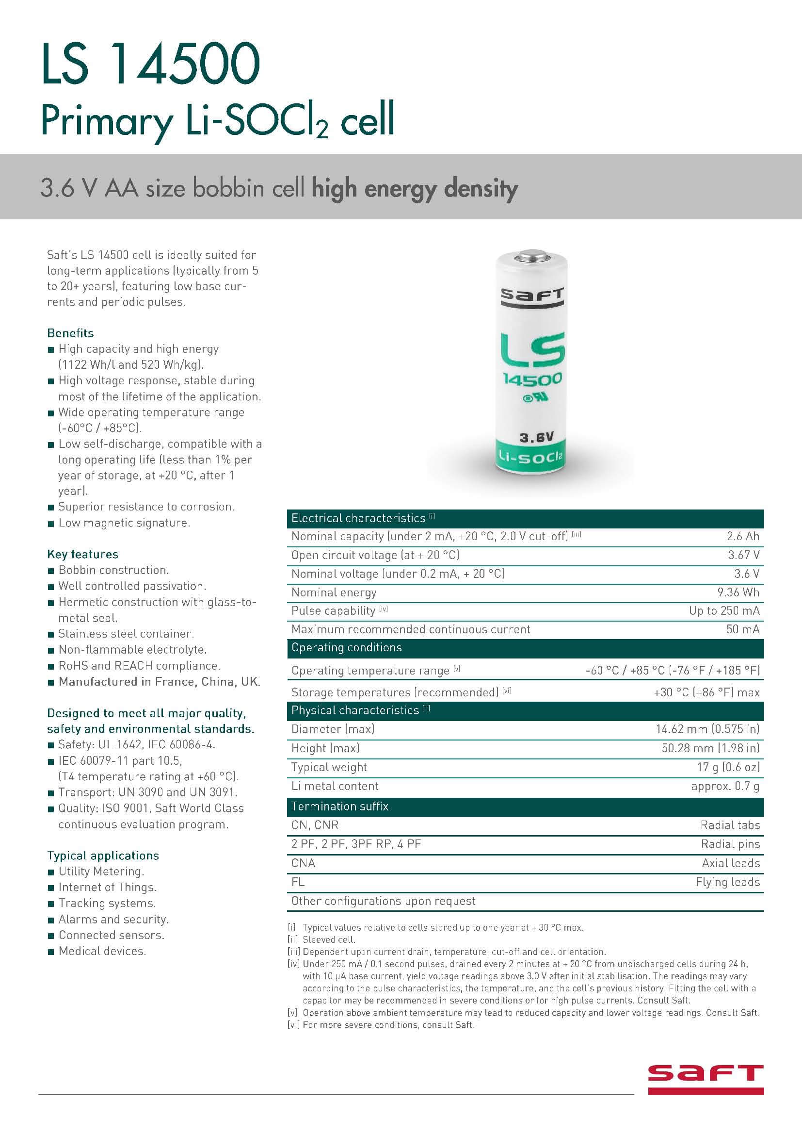 Technical Specifications of the LS14500